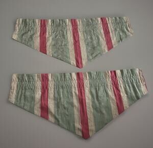 Waverly Chianti Ascot Valance 48" Striped Jacquard Gold Green Burgundy (2) Pair